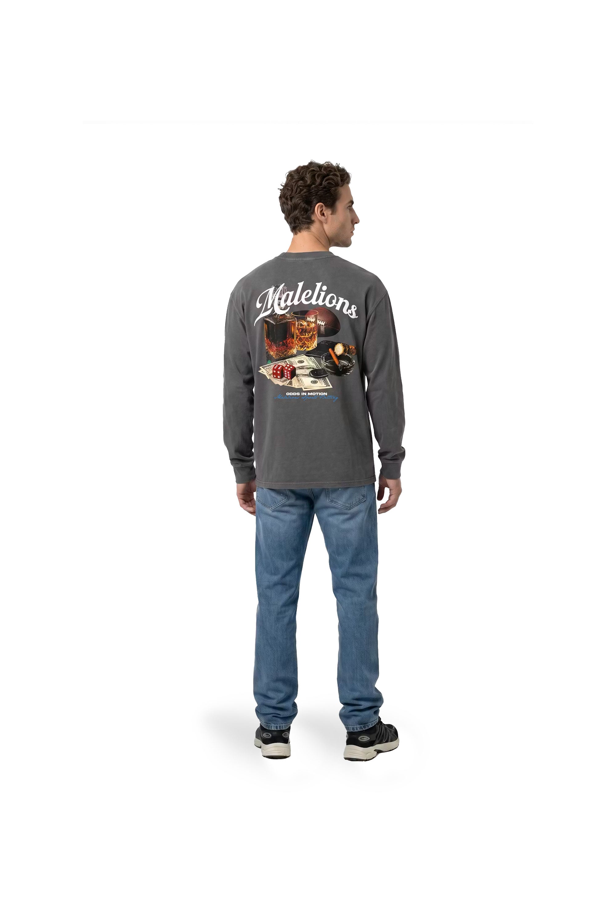 Malelions Men Sports Betting Longsleeve T-Shirt | Acid Wash