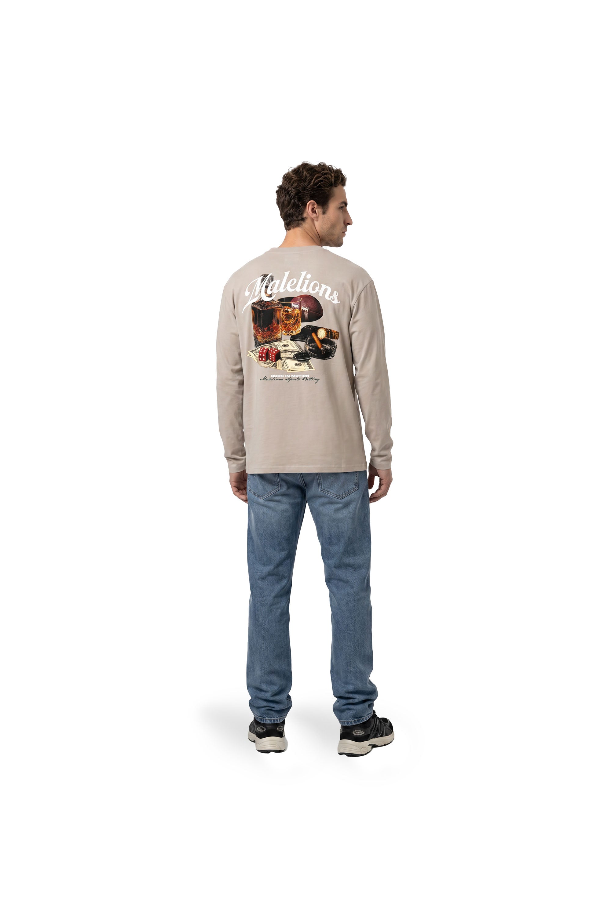 Malelions Men Sports Betting Longsleeve T-Shirt | Almond