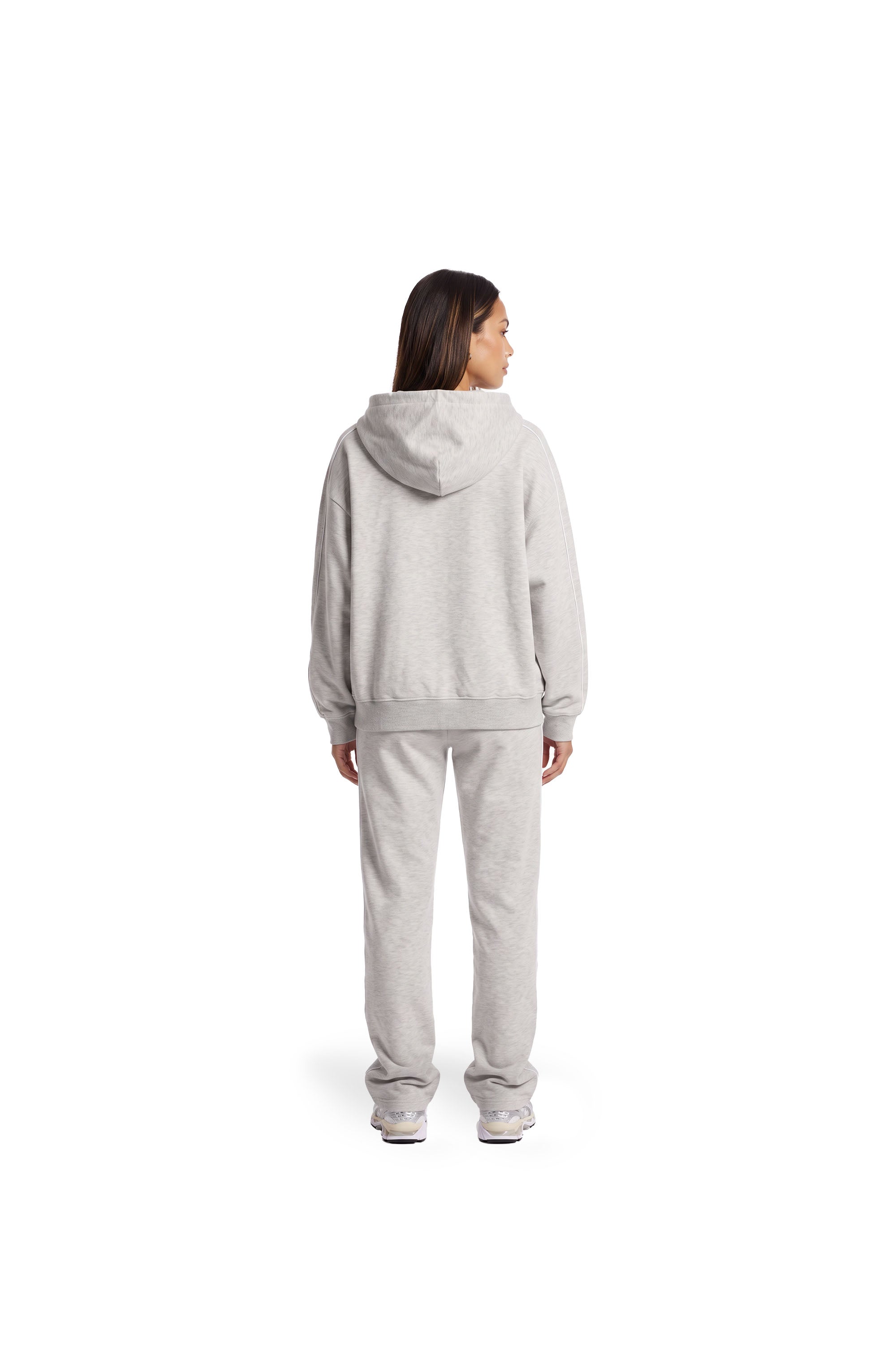 Malelions Women Contrast Zip Hoodie | Grey Melange