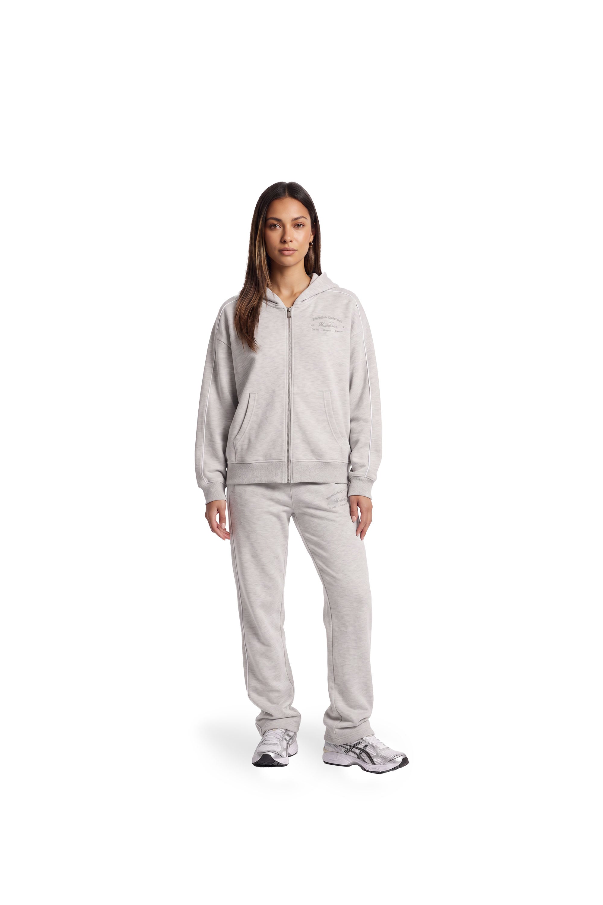 Malelions Women Contrast Straight Leg Sweatpants | Grey Melange