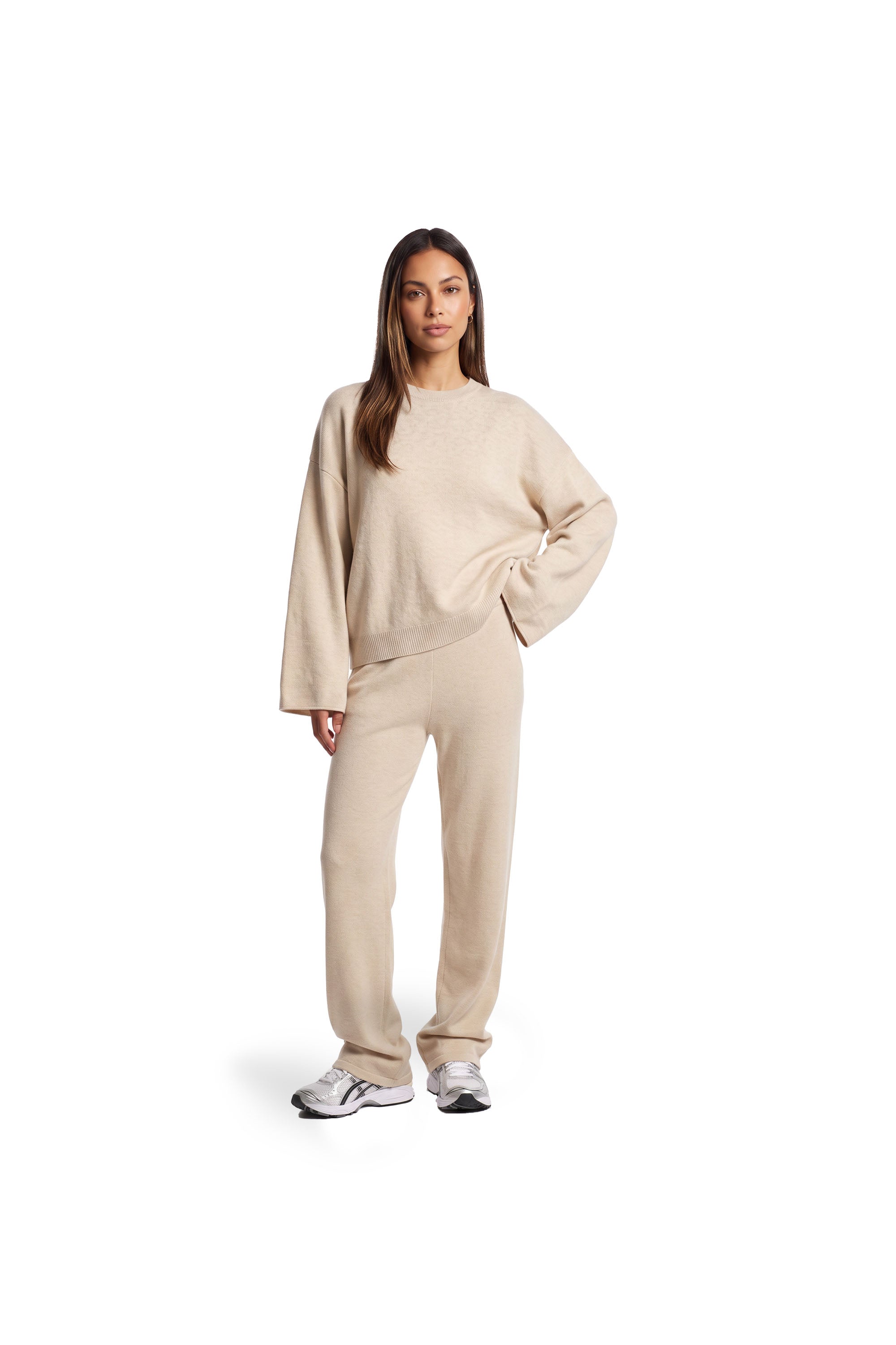 Malelions Women Oversized Knitted Sweater | Beige