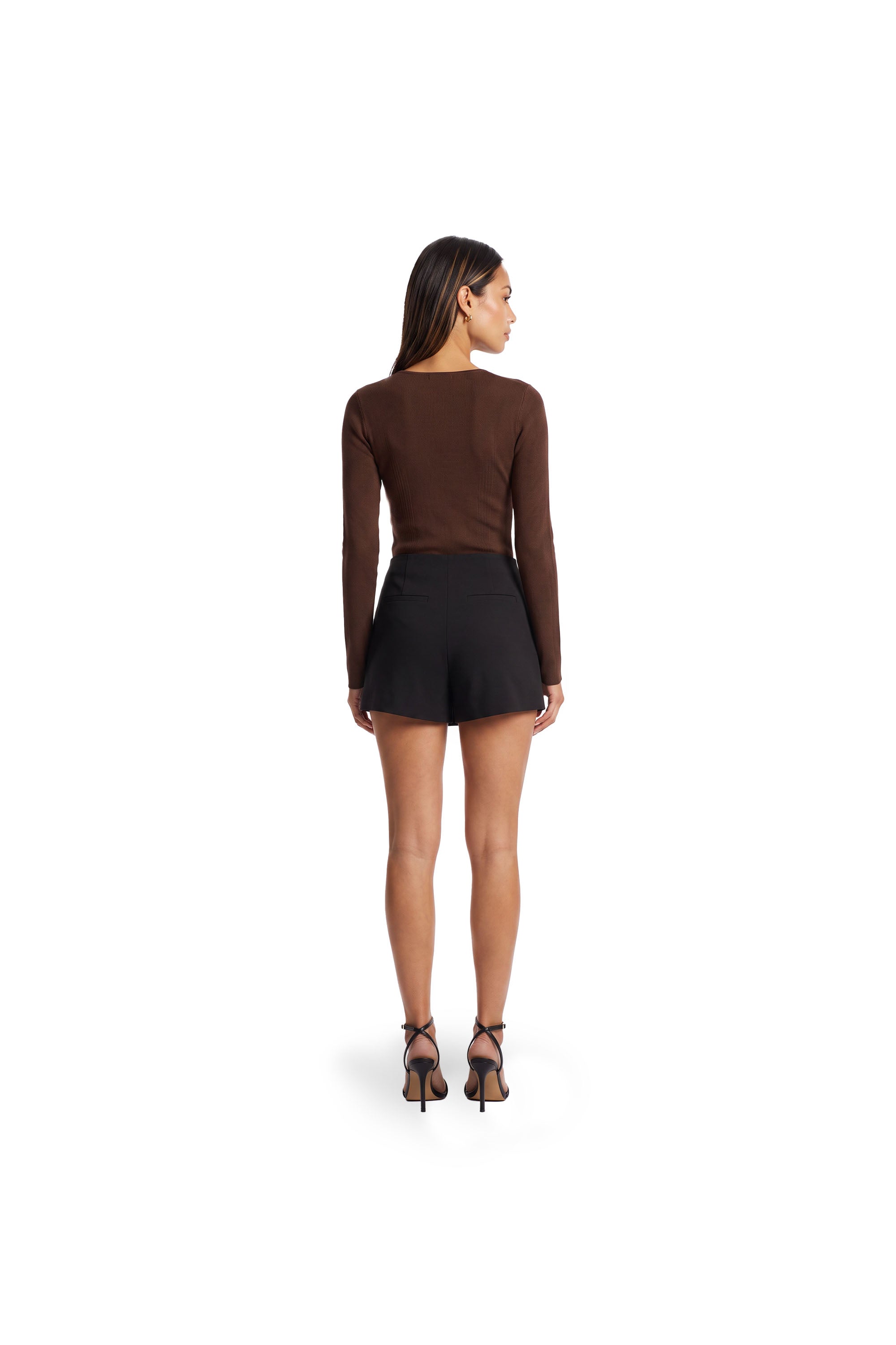 Malelions Women Emblem V-Neck Top | Dark Brown