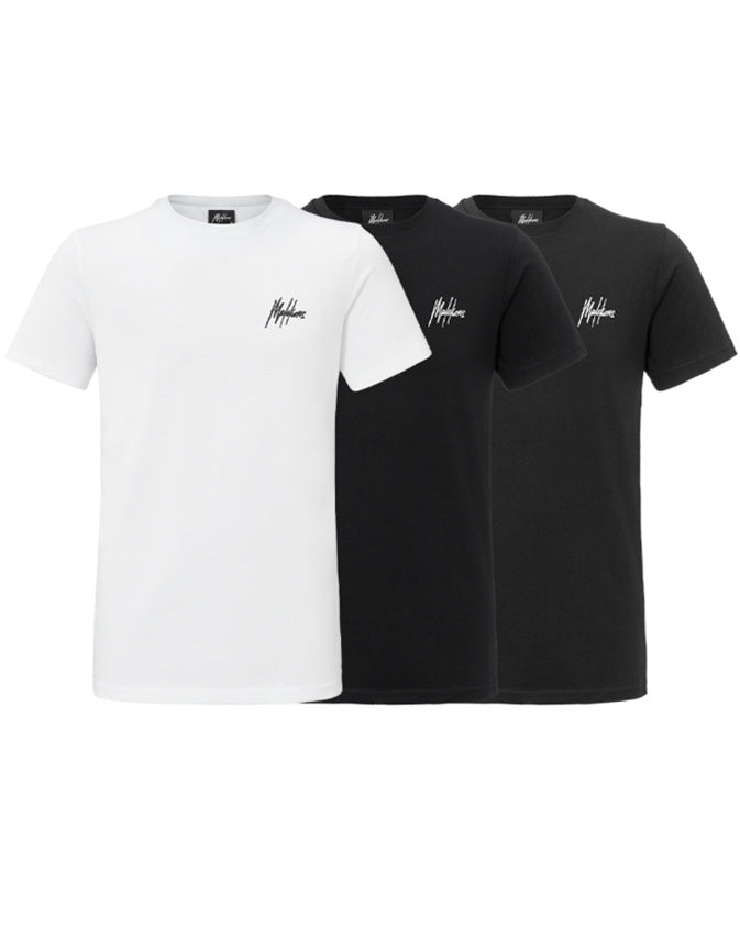 Malelions Small Signature T-Shirt 3-Pack | Black/White/Antra