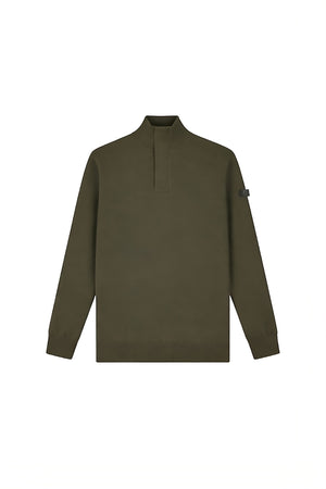 Malelions Men Knitted Quarter Zip | Vintage Green