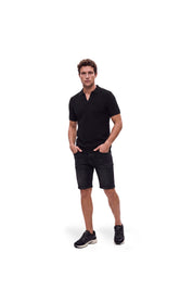 Malelions Men Chunky Waffle Buttonless Polo | Black
